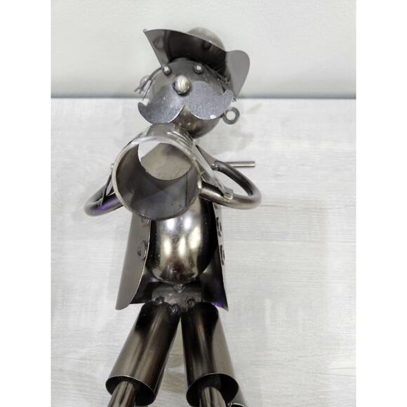 Metal Whimsical Drinking Coyboy Man Small Bottle Holder Free Standing - Picture 6 of 10